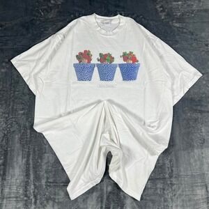 1997 Anne Geddes White Flowerpot Graphic T-Shirt - no size